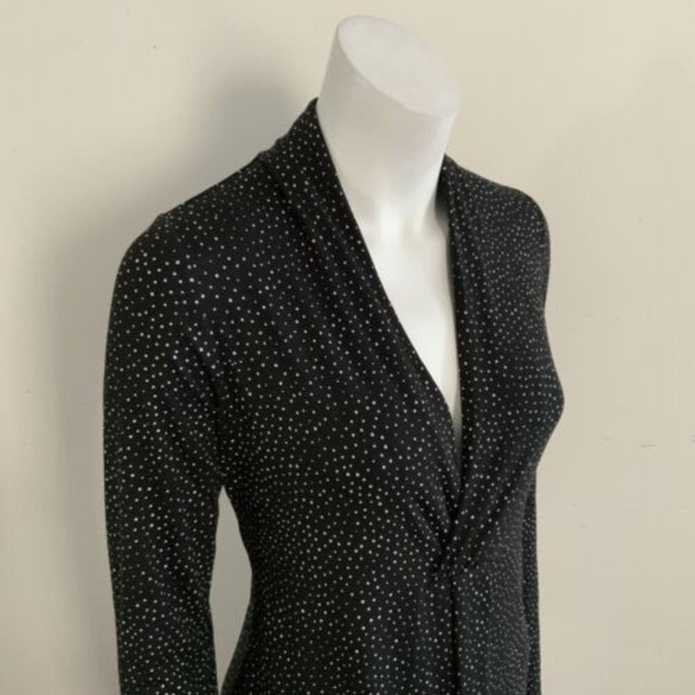 J. Jill Wearever Collection Polka-dot Faux Wrap Dress Black Cream XS - Picture 13 of 13